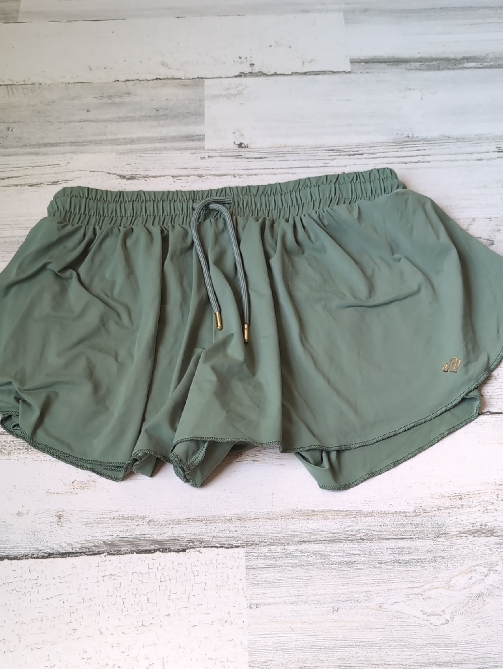 Justice Sage Green Athletic Skort with Gold Logo